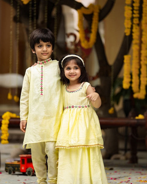 Pre-Order: Lemon Kurta and Skirt