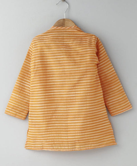 Orange Chanderi Front Button Kurta with Pants