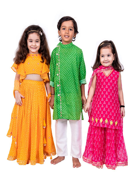 Pre-Order: Green Cotton Kurta with work