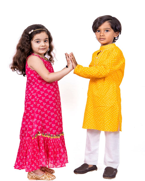 Pre-Order: Yellow cotton kurta with work
