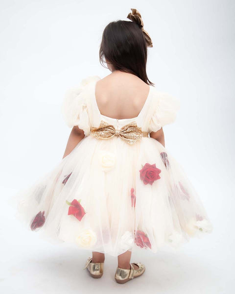 Pre-Order: Cream Colour Net Dress