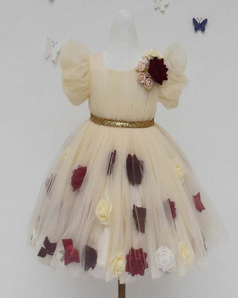 Pre-Order: Cream Colour Net Dress