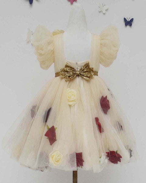 Pre-Order: Cream Colour Net Dress