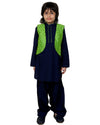 Blue Kurta Patiala with Green Mirror Jacket