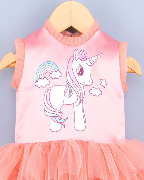 Pre-Order: Rainbow Unicorn Peach Dress