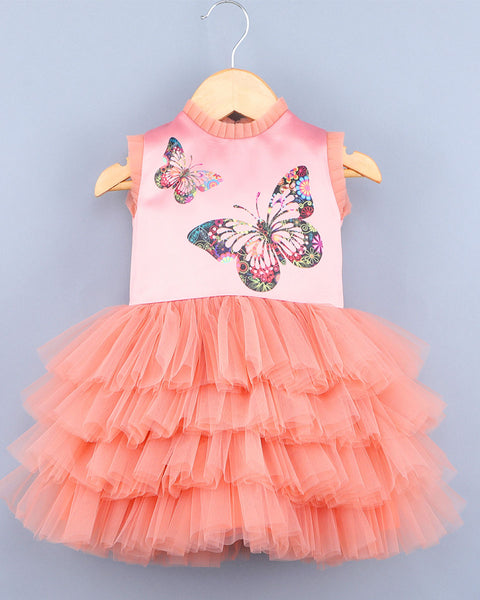 Pre-Order: Flying Butterfly Peach Dress
