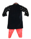 Pre-Order: Dark Blue Velvet Ajkan with Coral Pant