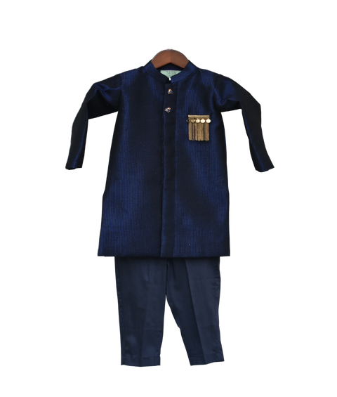 Pre-Order: Dark Blue Ajkan with Broach on Pocket