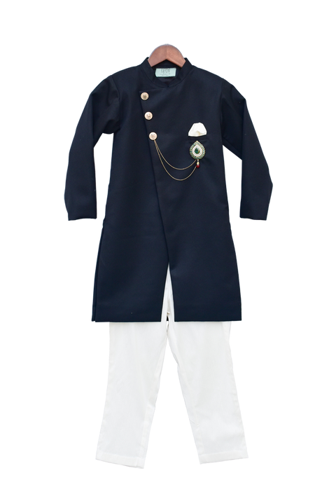 Pre-Order: Dark Blue Ajkan with Pant & Stone Broach