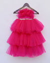Pre-Order: Dark Pink Net High Low Gown