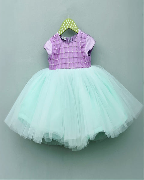 Pre-Order: Sea Green Flared Dress with Cutdana Work