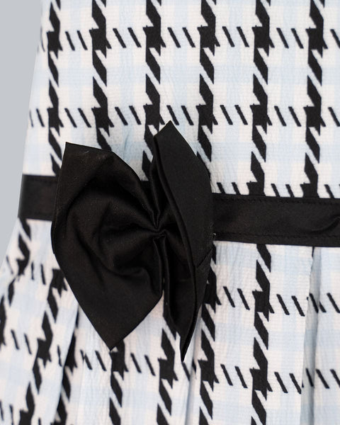 Pre-Order: Box Print Dress with Bow