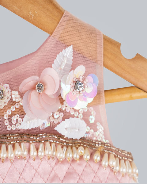 Pre-Order: Old Rose Ghagra Choli with Embellishment on chest