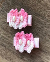 Double Flower Alligator Clips-Shaded Pink