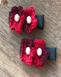 Double Flower Alligator Clips-Shaded Red