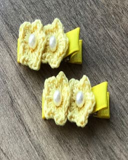 Double Flower Alligator Clips- Sunshine Yellow