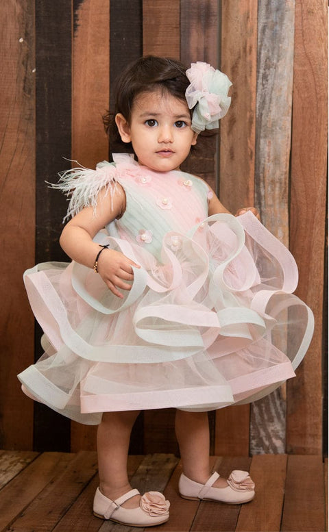 Pre-Order: Pink Blue Feather Dress