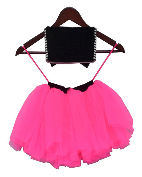 Pre-Order: Hot Pink Tutu Skirt with Stripe Lycra Top