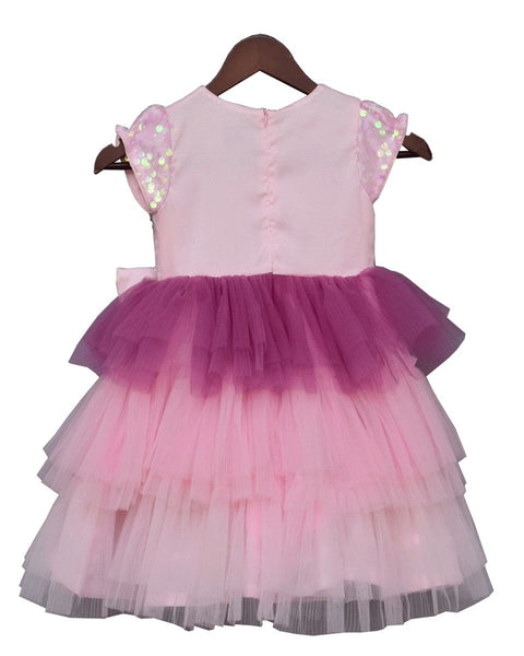 Pre-Order: Pink Sequence and Net  Frock