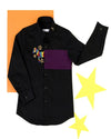 Pre-Order: Rainbow Zebra Embroidered Shirt-Black