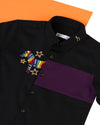 Pre-Order: Rainbow Zebra Embroidered Shirt-Black