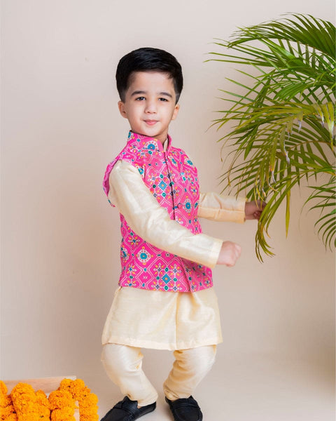 Pre-Order: Pink Ikkat Nehru Set