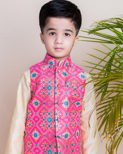 Pre-Order: Pink Ikkat Nehru Set