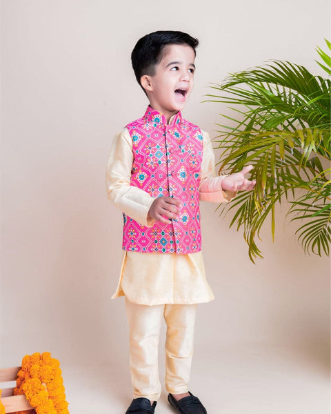 Pre-Order: Pink Ikkat Nehru Set