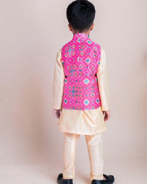 Pre-Order: Pink Ikkat Nehru Set