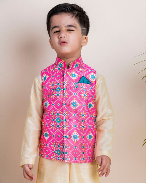 Pre-Order: Pink Ikkat Nehru Set