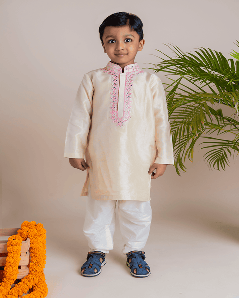 Pre-Order: Beige Mirror Kurta Churidar