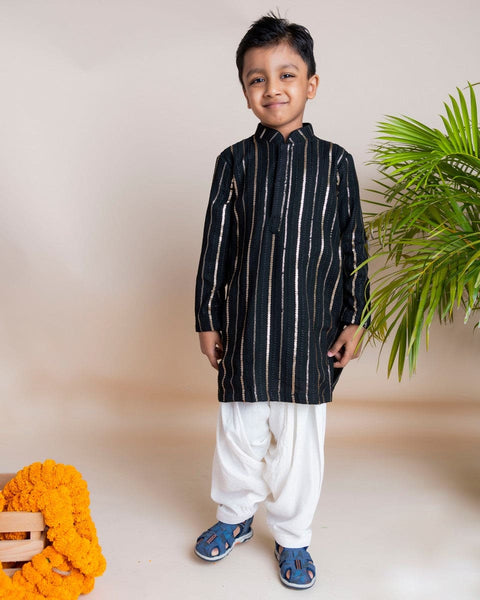 Pre-Order: Black Sequins Kurta Patiala