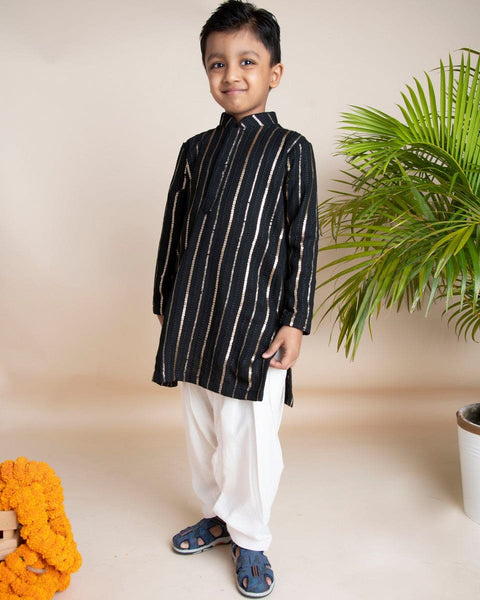 Pre-Order: Black Sequins Kurta Patiala