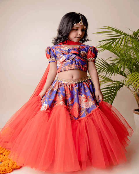 Pre-Order: Floral Soft Net Knot Ghagra