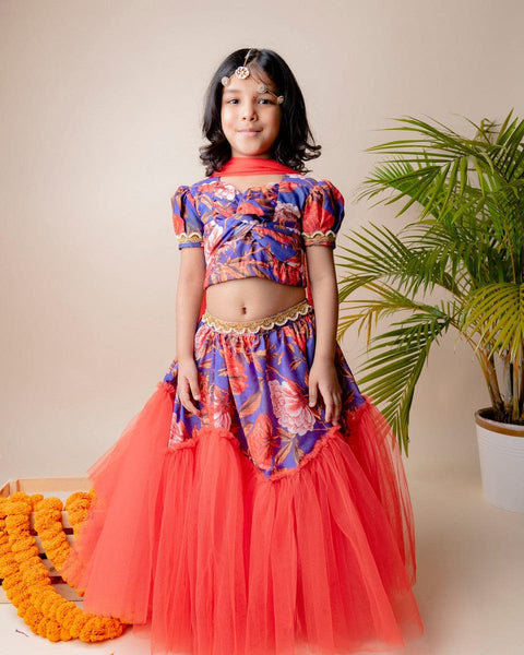Pre-Order: Floral Soft Net Knot Ghagra