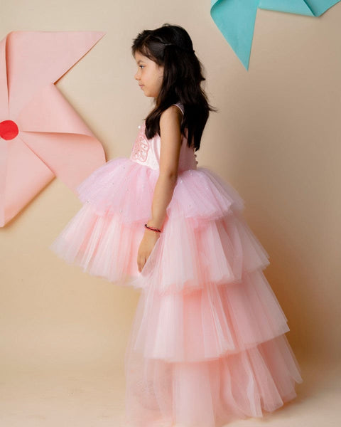 Pre-Order: Pink Butterfly High-Low Gown
