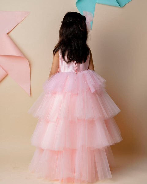 Pre-Order: Pink Butterfly High-Low Gown