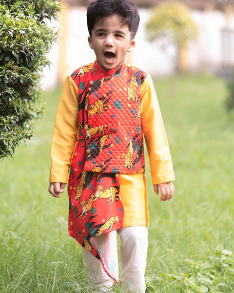 Pre-Order: Leopard Drape Kurta