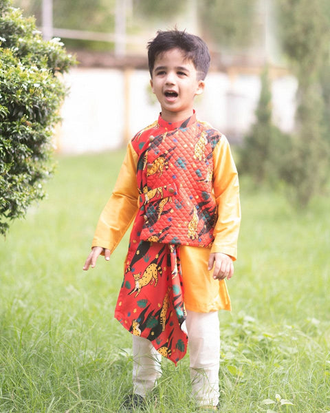 Pre-Order: Leopard Drape Kurta