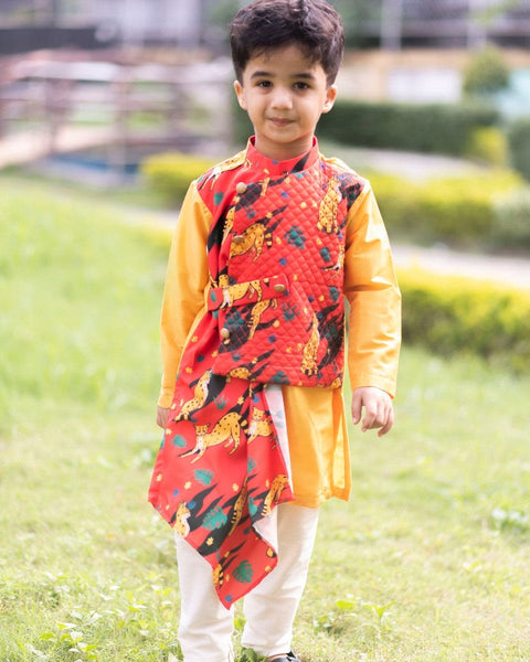 Pre-Order: Leopard Drape Kurta