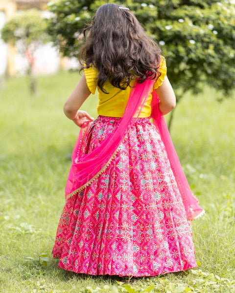 Pre-Order: Pink Ikkat Ghagra Set