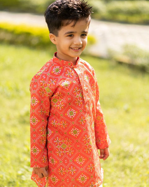 Pre-Order: Orange Ikkat Kurta Patiala