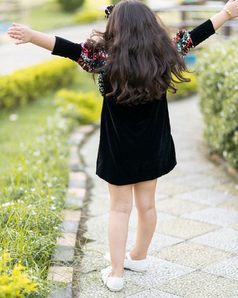 Pre-Order: Black Velvet Sequins Dress