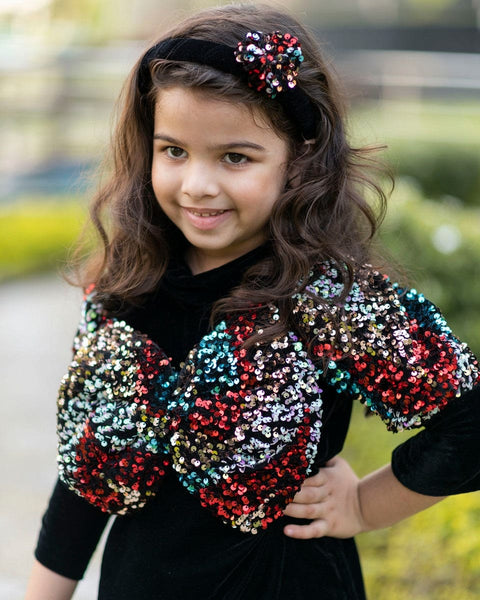 Pre-Order: Black Velvet Sequins Dress
