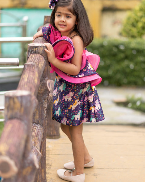 Pre-Order: Unicorn Shoulder Frilled Dress