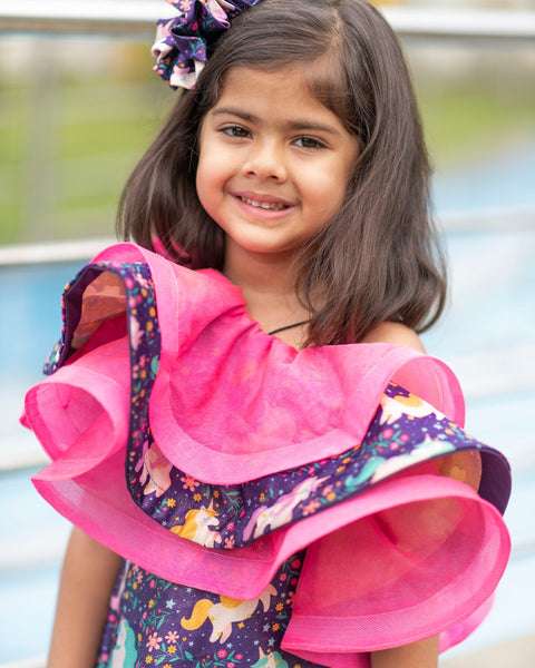 Pre-Order: Unicorn Shoulder Frilled Dress