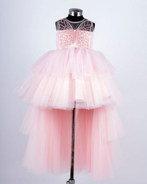 Pre-Order: Pink Butterfly High-Low Gown