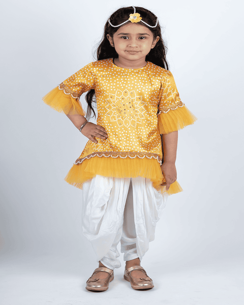 Pre-Order: Yellow Bhandej Kurta Patiala