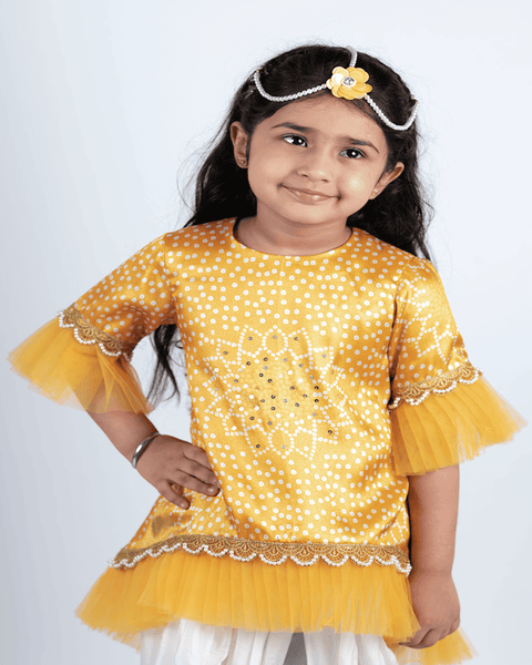Pre-Order: Yellow Bhandej Kurta Patiala