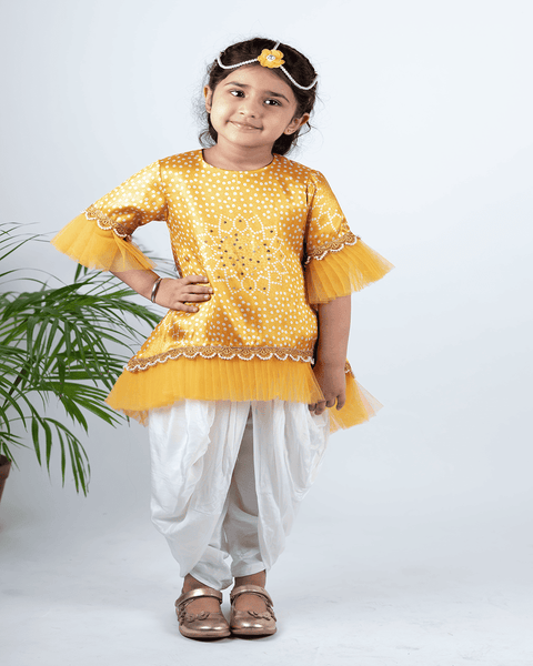 Pre-Order: Yellow Bhandej Kurta Patiala